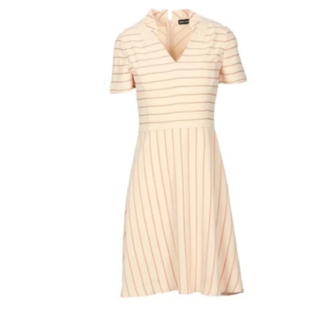 Emporio Armoni Striped Pink Preppy Hourglass Short Sleeve Dress